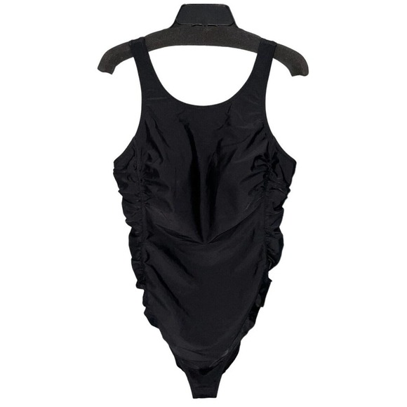 Beach Bump By Motherhood Maternity Swimsuit Black L Halter Top One Piece - Picture 1 of 16
